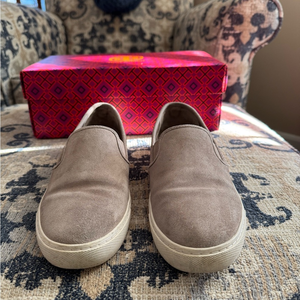 Grey  Suede Slip-On Sneakers